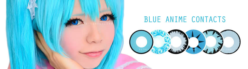 anime cosplay blue big eye contact lenses